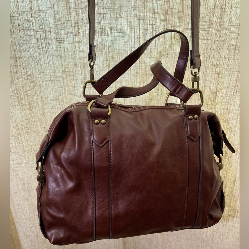 Brown Faux Leather Satchel